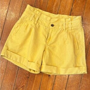Paper bag high waist Linen blend Roll-Hem Shorts Size 6